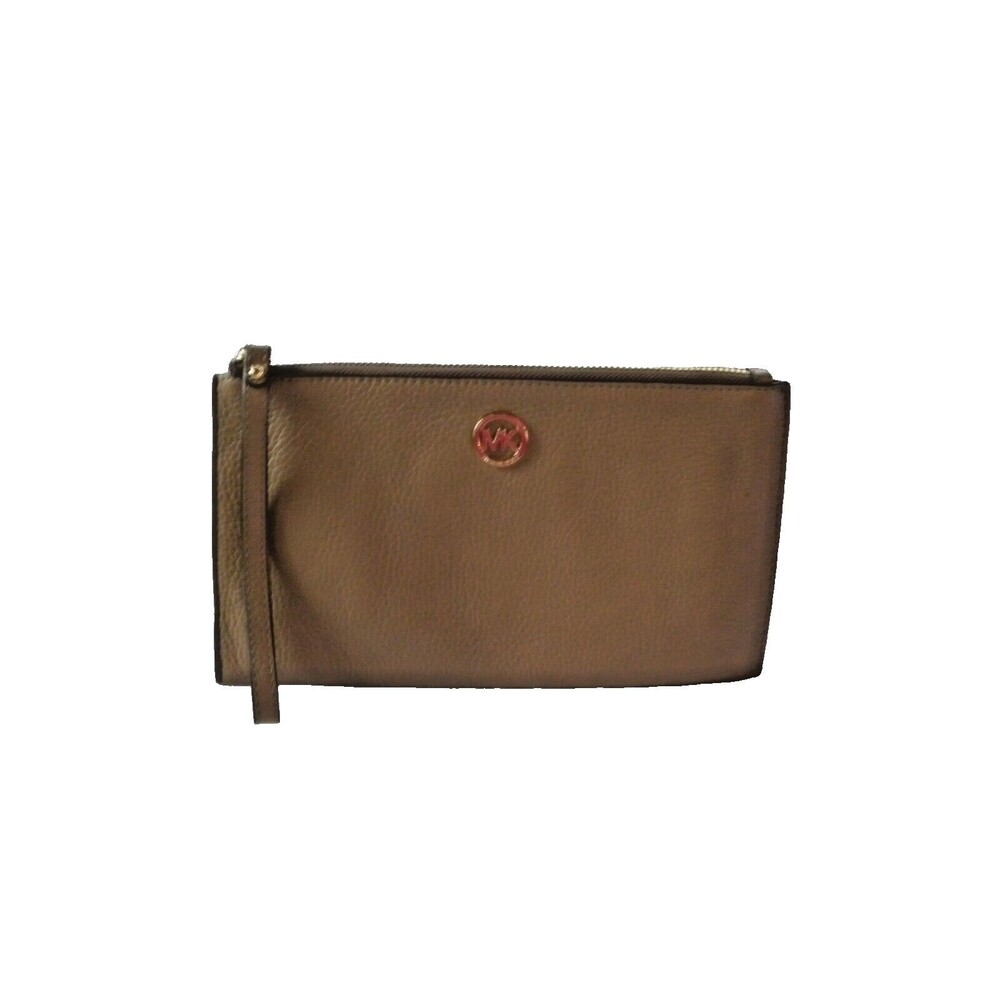 Michael Kors Fulton Large Pebbled Leather Zip Wristlet Clutch Wallet